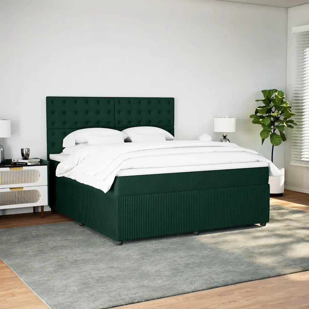 Giroletto a Molle con Materasso Verde Scuro 180x200 cm Velluto