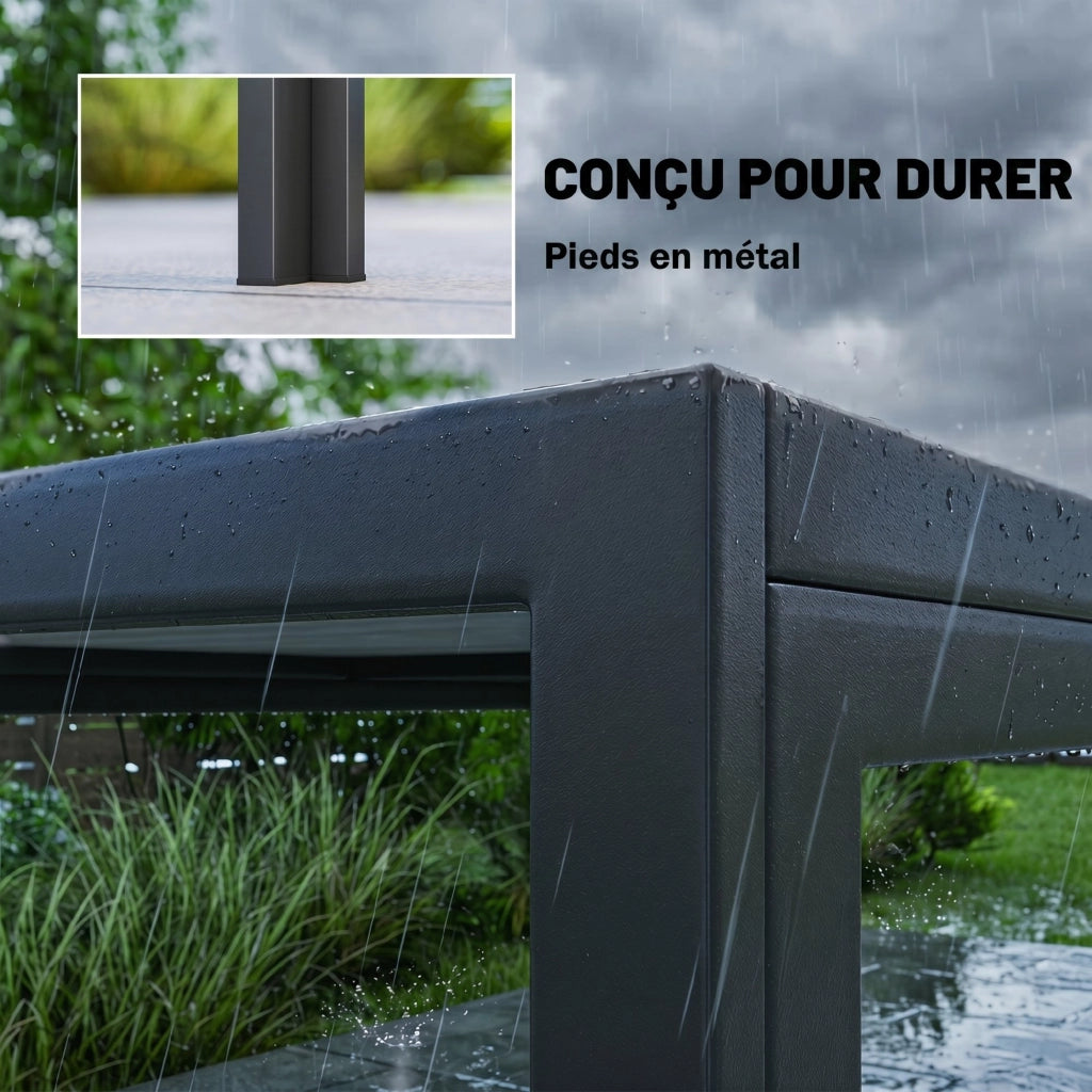 Tavolo da pranzo allungabile per giardino ¨C zephmum ¨C grigio, effetto legno, 150x80x74 cm