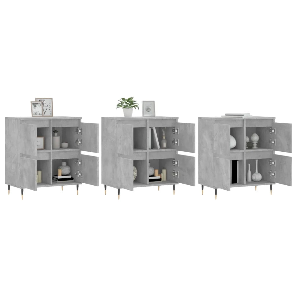 Credenze 3 pz | Madia | Buffet da pranzo | Armadio da pranzo Grigio Cemento in Legno Multistrato