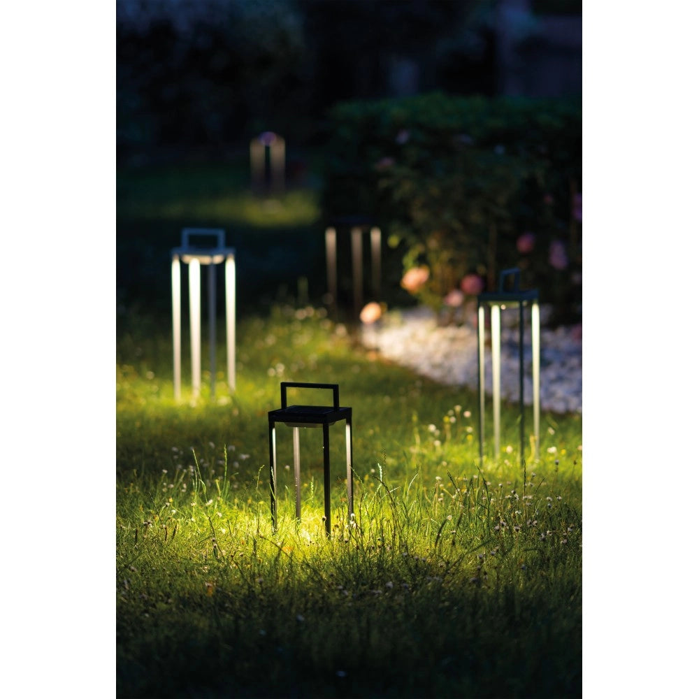 Zafferano - Lanterna Home solar 2 a led 56,4cm - Lampada da parete e da tavolo 2W con batteria e sensore crepuscolare - Corten
