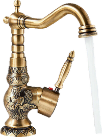 JULIAN | Rubinetto da bagno alto vintage in ottone dorato | Miscelatore retrò in acciaio inox per lavabo freestanding | con rubinetto gastronomico