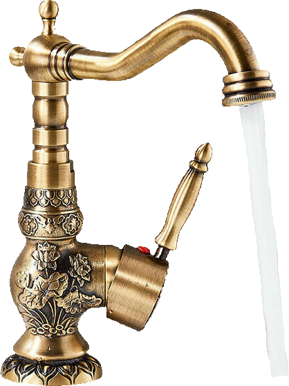 JULIAN | Rubinetto da bagno alto vintage in ottone dorato | Miscelatore retrò in acciaio inox per lavabo freestanding | con rubinetto gastronomico