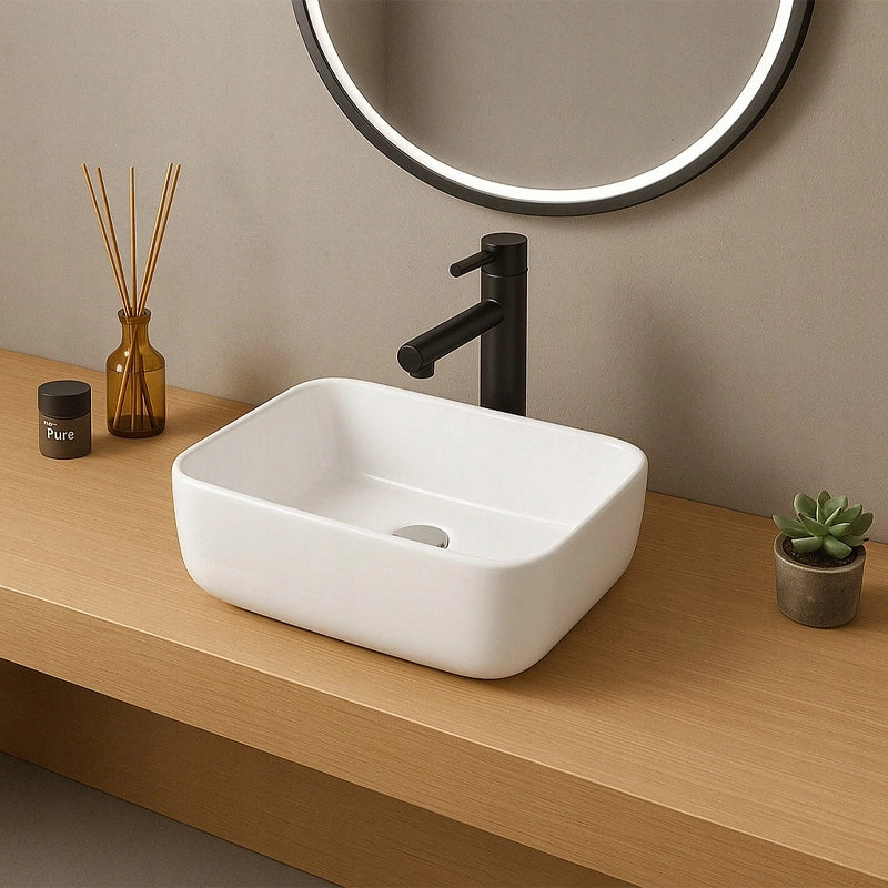 LAVABO DA APPOGGIO IN CERAMICA BIANCO OVALIZZATO LUCIDO 37 x 25,5 CM