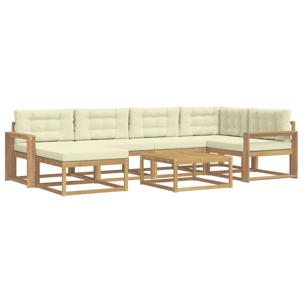 Set di divani da esterno 7 pcs Bianco e Crema