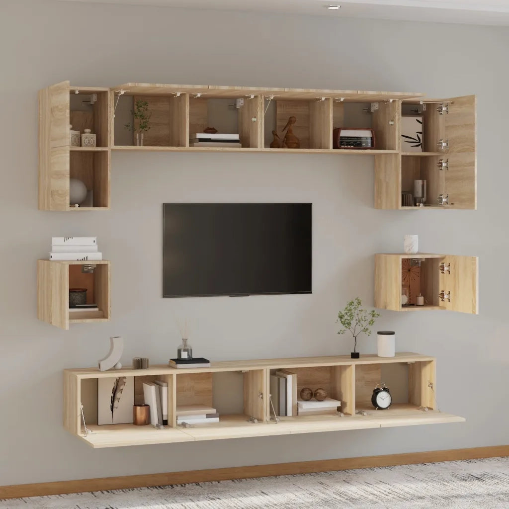 Set Mobili Porta TV 8pz Rovere Sonoma in Legno Multistrato cod mxl 69286