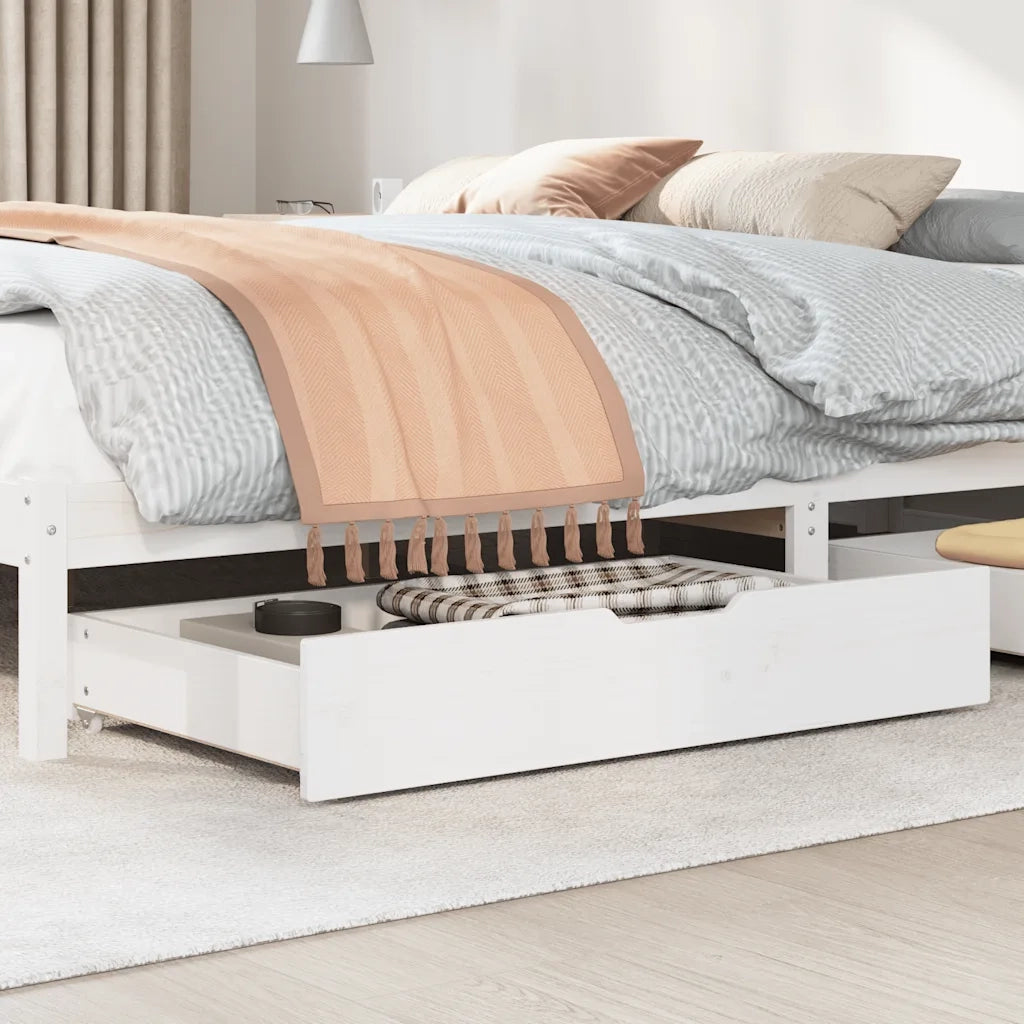 vidaXL Cassettoni da Letto 2 pz Bianchi 90x55x17cm Legno Massello Pino