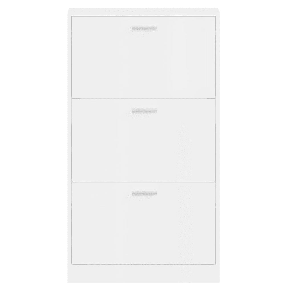 Scarpiera Bianco Lucido 59x17x108 cm in Legno Multistrato