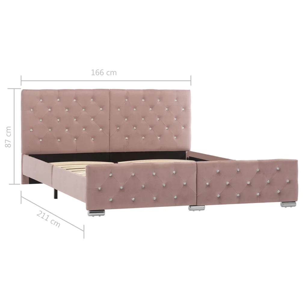 Letto matrimoniale | Letto per adulti | Giroletto Rosa in Velluto 160x200 cm