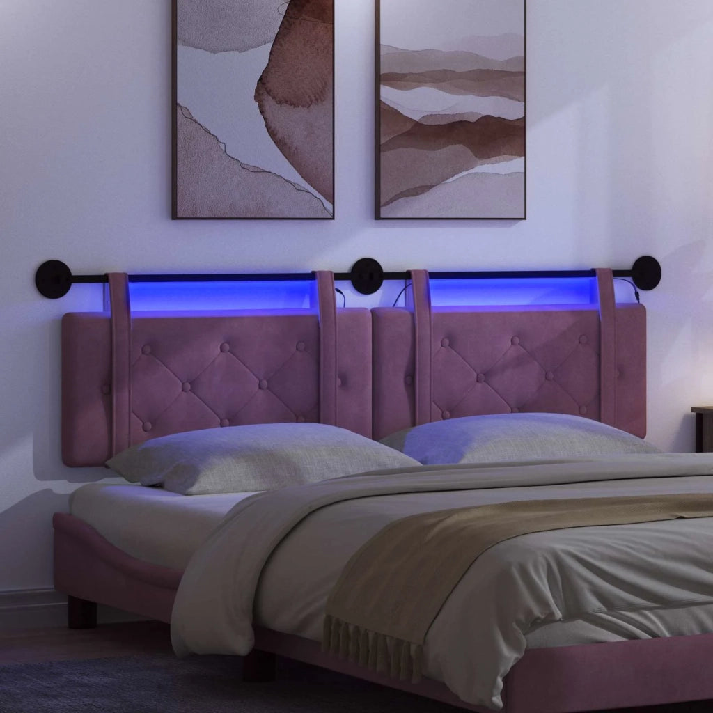 Testiera | Testata sospesa Con luce LED Viola Velluto