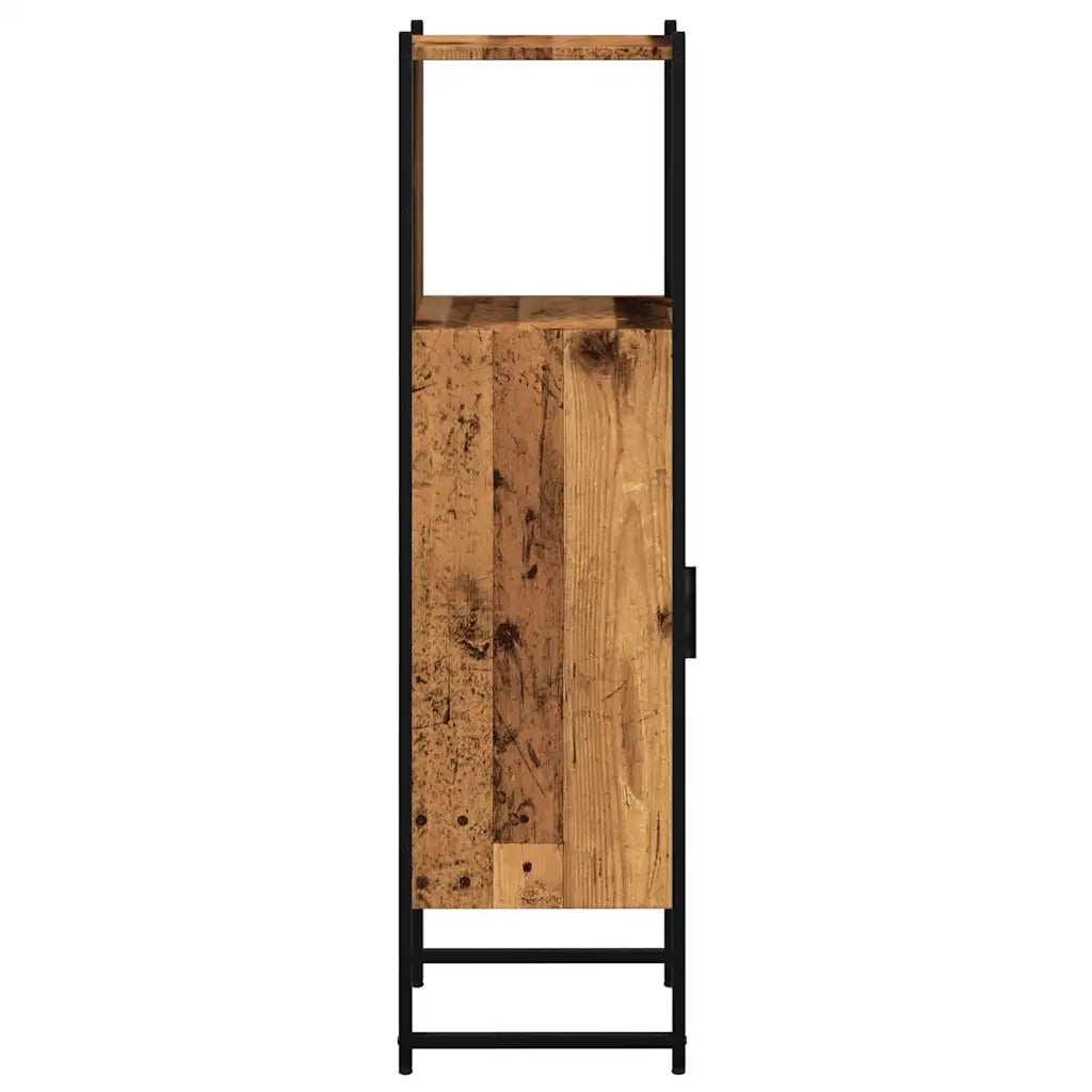 Mobiletto da bagno salvaspazio di design 33 x 33 x 120 cm ampio spazio contenitivo finitura in legno di recupero 02_0051184