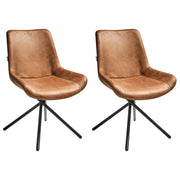Set di 2 sedie da pranzo in ecopelle scamosciata marrone stile retrò seduta rotonda