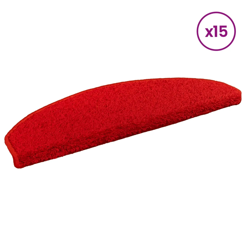 Tappetini per scale autoadesivi 15 pcs Rosso 80 x 24,5 x 3,5 cm
