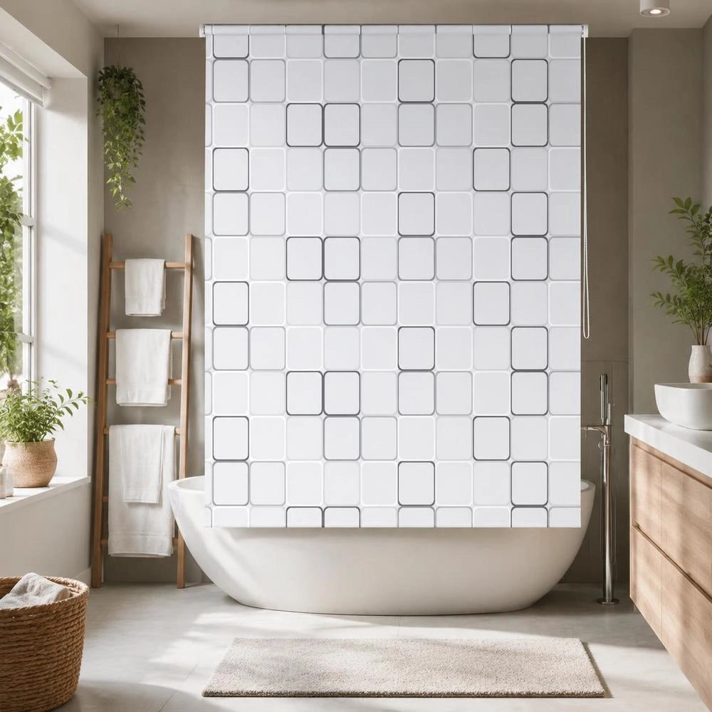 Shower Roller Blind 160x240 Cm Square Pattern