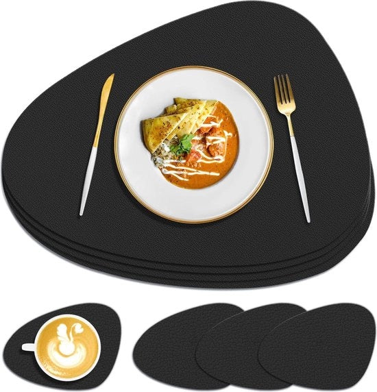 Set di placemat e sottopiatto da 4 - resistente al calore - 230 °C - antiscivolo - lavabile - cucina - casa - ristorante - esterno - tavolo da pranzo - panno da tavolo