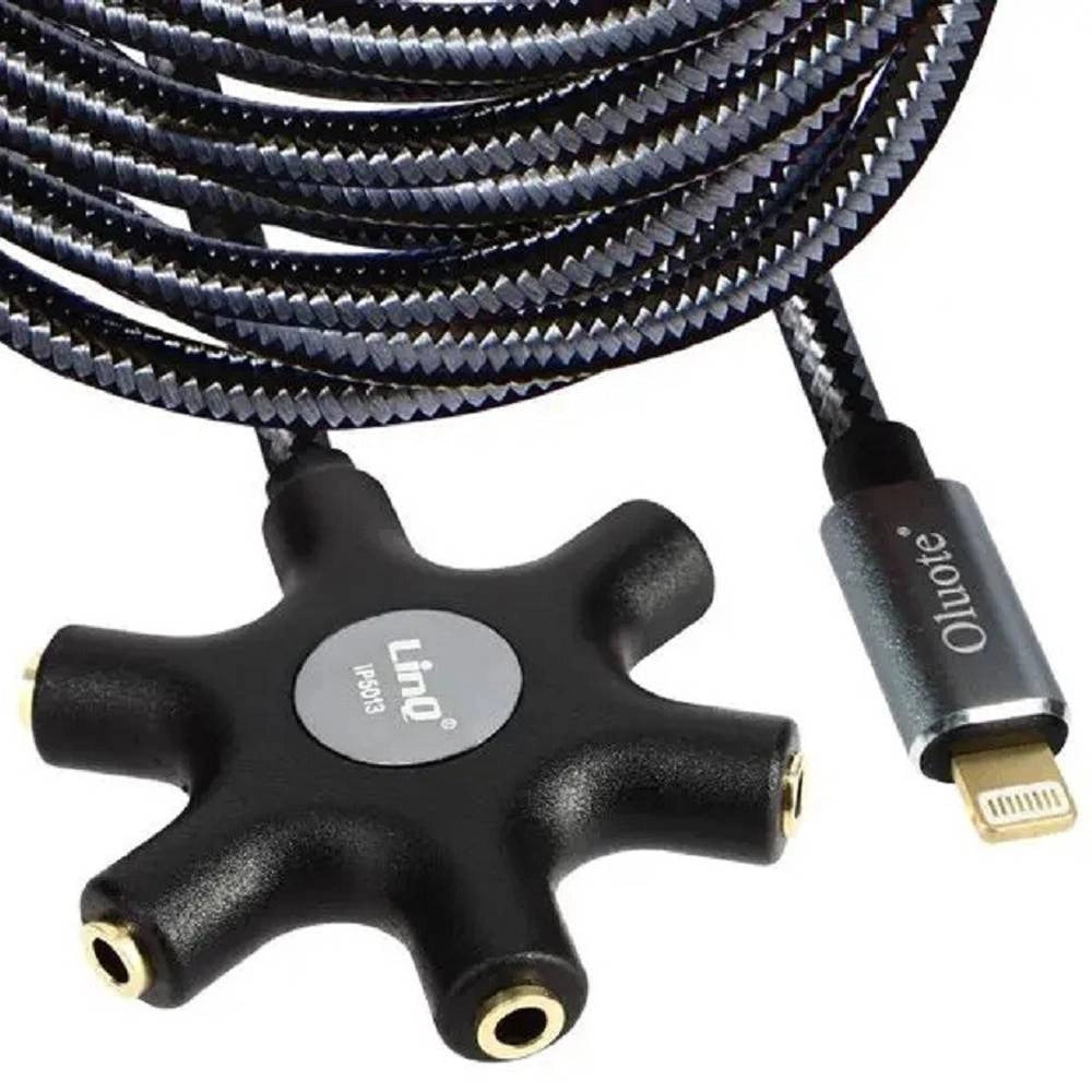 Trade Shop - Cavo Audio Da Lightning A 5x Jack Femmina Adattatore 5 In 1 Da 10 Metri Ip50100 -