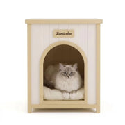 Cuccia Arredo per Cane o Gatto 53×51;6×60 cm con Piano Superiore e Cuscino Lavabile; Bianco Crema