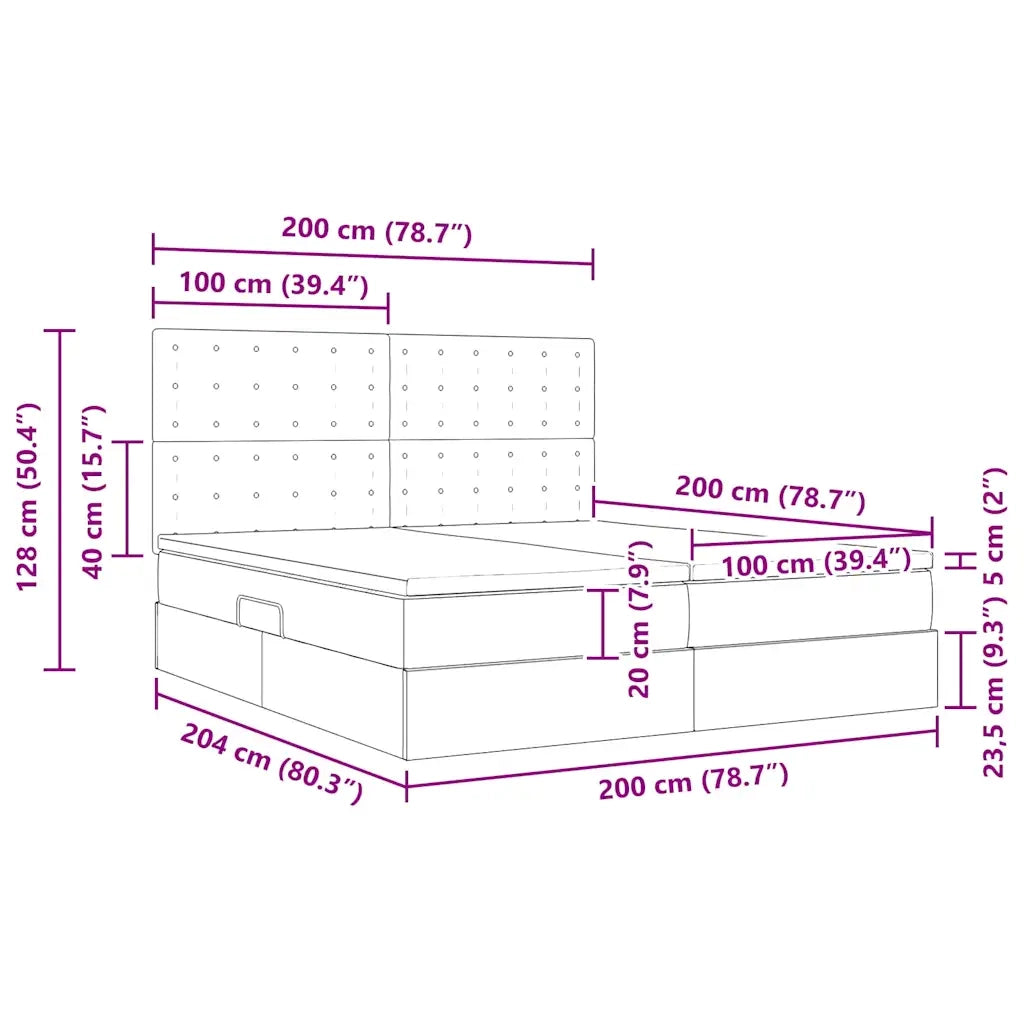 Letto con Contenitore con testiera Blu 200 x 200 cm Tessuto