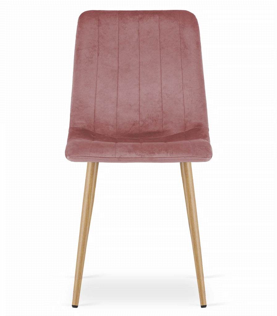 Sedia VALORA JEWA - Velluto rosa con gambe color legno x 3