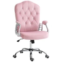 Sedia da Ufficio, Schienale Reclinabile, Regolabile in Altezza, Finitura in Velluto, fino a 120 kg, Rosa