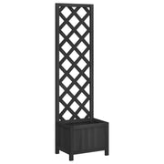 Fioriera rialzata per piante e fiori terrazza/giardino con traliccio legno massello di abete nero 02_0038335
