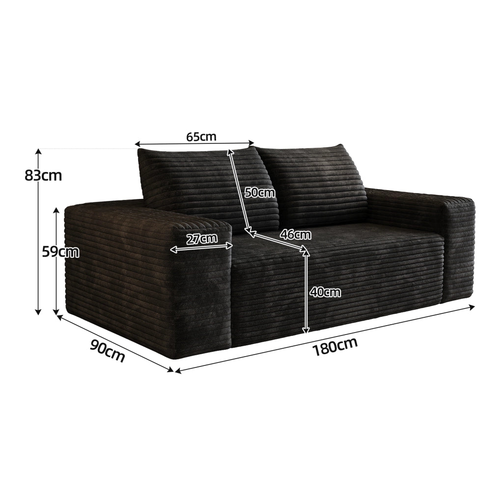 DIVANO modulare senza montaggio 95x34,5x34,5 cm tessuto nero