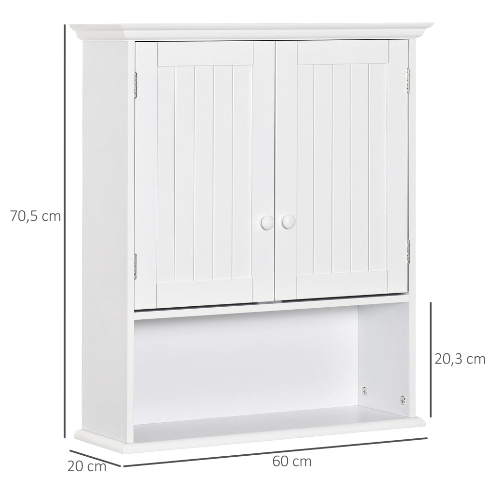 Mobile Bagno Sospeso con Ante e Ripiani ¨C zephmum ¨C Bianco 60x20x70,5 cm