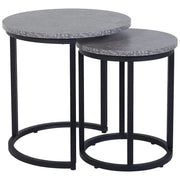 Set di 2 Tavolini Piano Effetto Cemento Scuro Struttura in Metallo