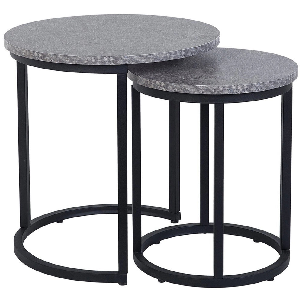 Set di 2 Tavolini Piano Effetto Cemento Scuro Struttura in Metallo