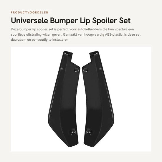 Bumperlip in ABS - 2 pezzi - Spoiler posteriore - Protezione paraurti - Assorbimento shock - Adattabile a tutte le applicazioni