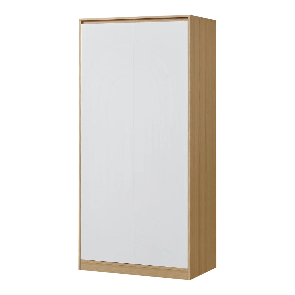 Armadio moderno per camera da letto mobile contenitore senza tempo con 4 ripiani MDF 176 x 80 x 52 cm effetto rovere bianco 03_0006364