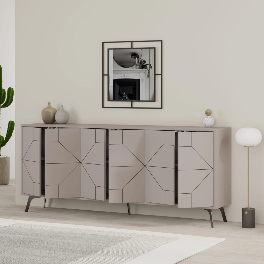 Credenza in legno "Dune" - 184 x 35 x 77 cm - Marrone moka chiaro