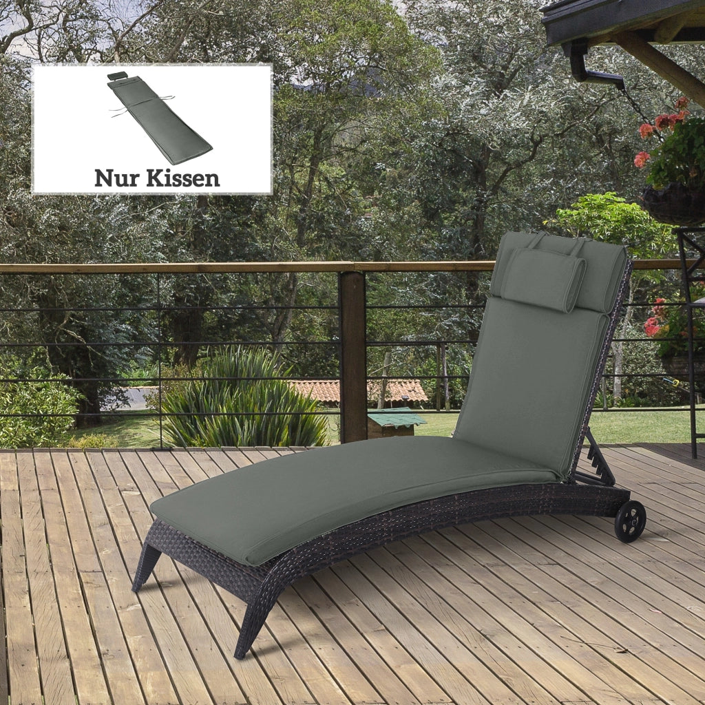 Cuscino per Lettino da Giardino ¨C Zephmum ¨C Grigio 198x53x5 cm