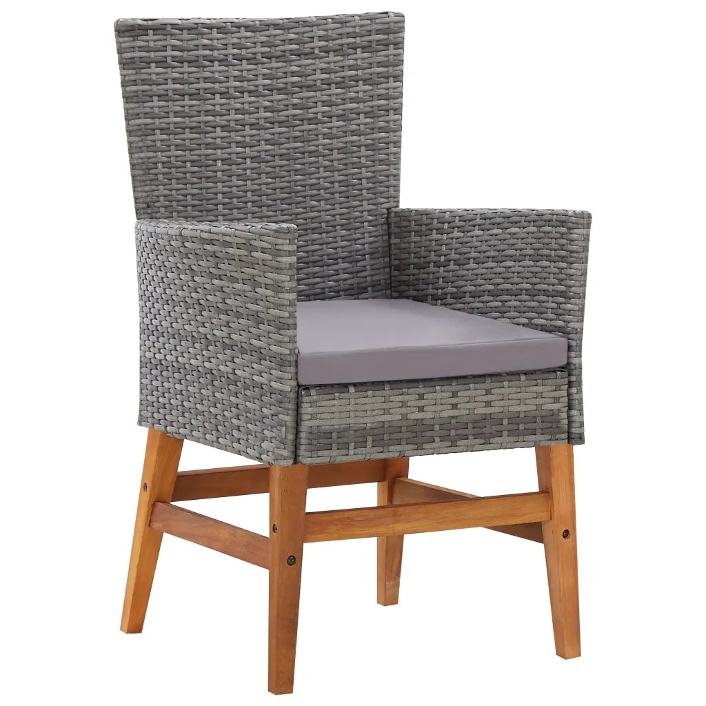 Set da Pranzo da Giardino 7 pz Grigio in Polyrattan e Acacia 46007