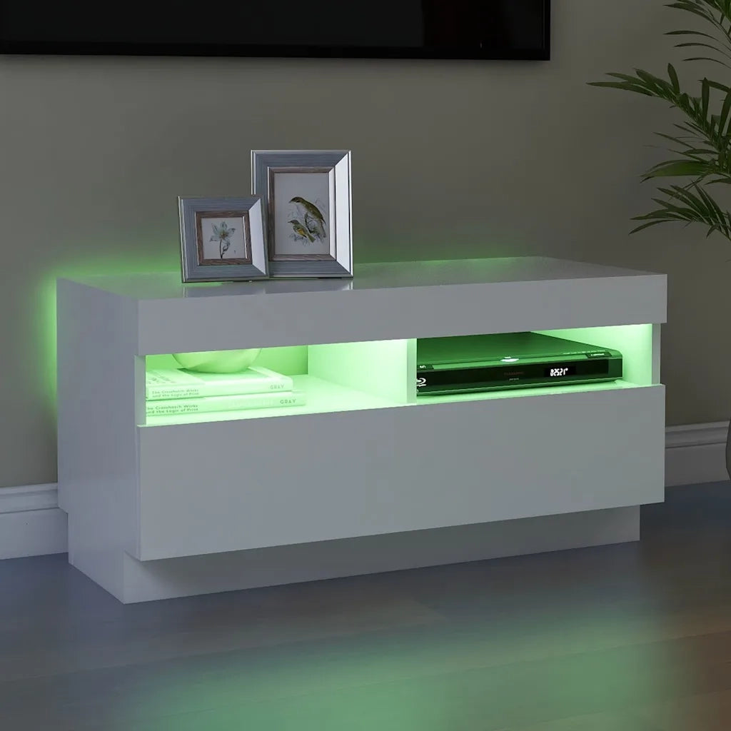 Mobile Porta TV con Luci LED Bianco 80x35x40 cm 804445