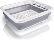 Afdruiprek opvouwbaar & bpa-vrij, afdruiprek per utensili, servizi, bicchieri e bottiglie, afdruipmat in grigio-bianco, di plastica e silicone, per l'acquaio, la vasca da bagno, la cucina