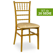 Set da 20 Sedie Chiavarine in Plastica Gialle ottone con cuscino coordinato
