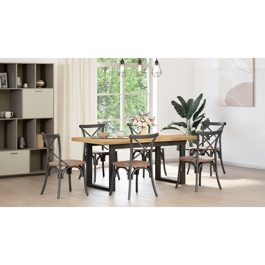 Tavolo Pranzo NOAIN Gambe a Forma U 180x90x75 cm Legno Massello