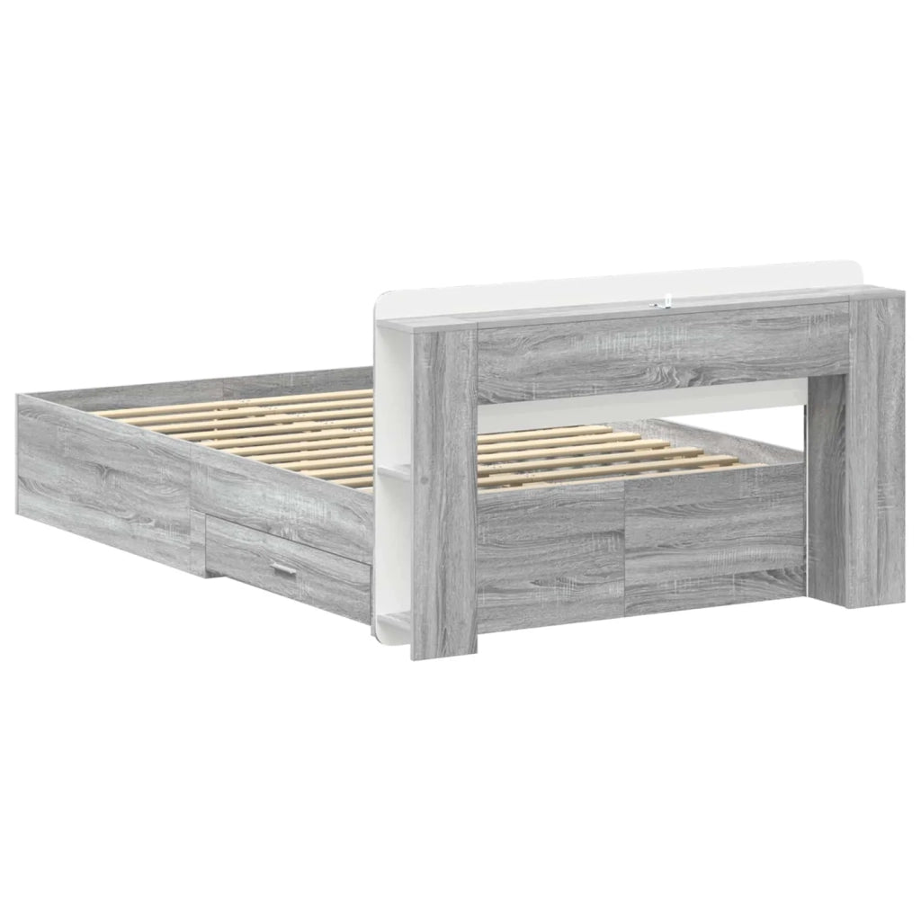 Telaio del letto con storage Sonoma grigio 120 x 190 cm
