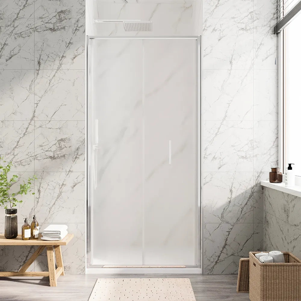 Porta doccia 75cm con apertura a libro profili slim cromati vetro 6mm opaco h190 | Portofino