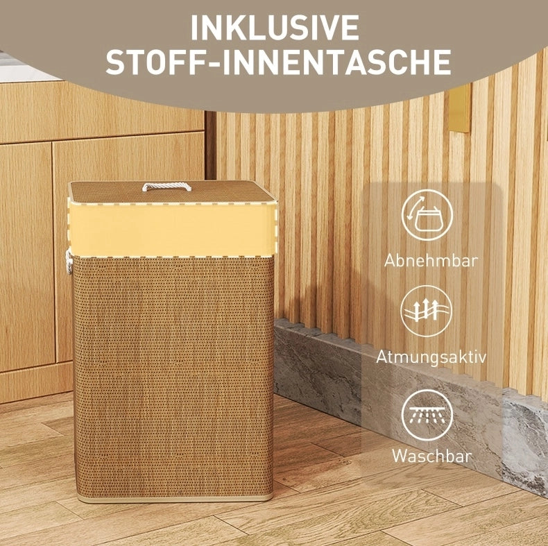 CESTO PORTABIANCHERIA 72 L 40x30x60 cm Bambù Marrone