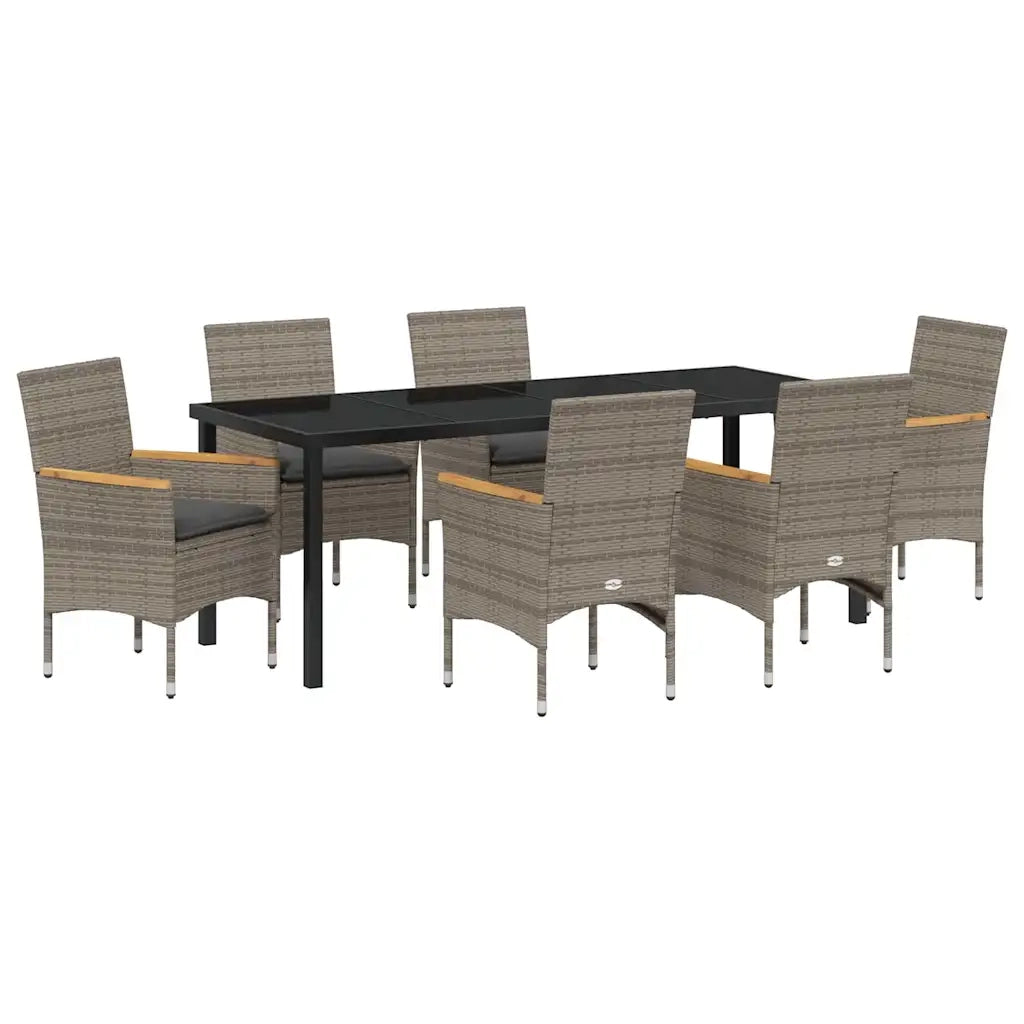 Set da Pranzo per Giardino con cuscino 7 pcs Grigio polyrattan 3379854