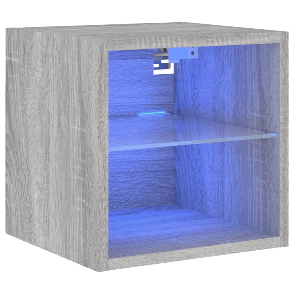 Mobile TV a Parete con Luci LED Grigio Sonoma 30x28,5x30 cmcod mxl 110098