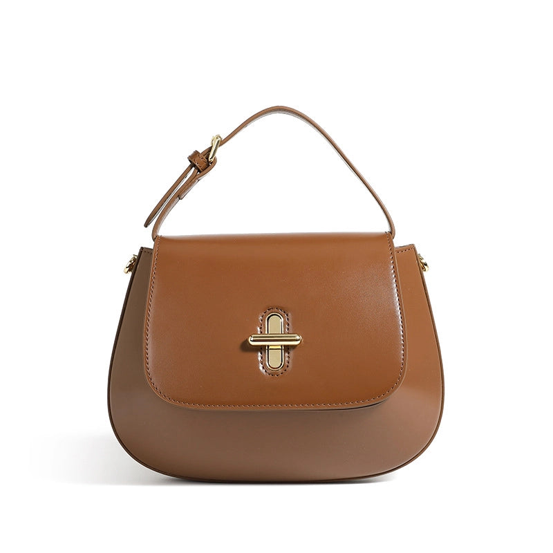 Borsa a tracolla da donna in vera pelle, stile vintage, marrone.