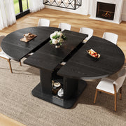 TAVOLO Ovale Allungabile 110-149,8 cm MDF Nero con contenitore