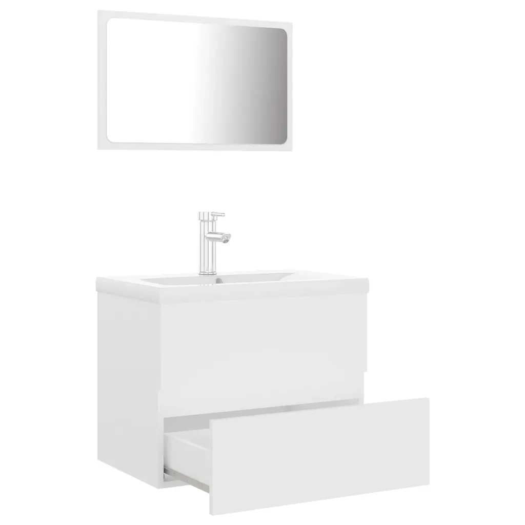 Set Mobili da Bagno | Armadio da bagno Bianco in Legno Multistrato