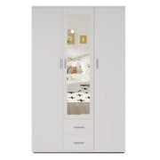 Armadio a 3 ante con specchio TOM - Dimensioni: H185 x L120 x P52 cm - Colore bianco - Stile design