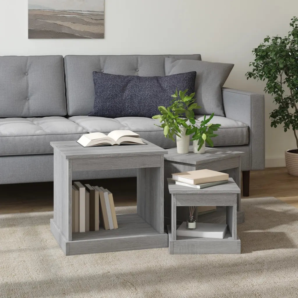 Tavolini da Salotto 3 pz Grigio Sonoma in Legno Multistrato 816494
