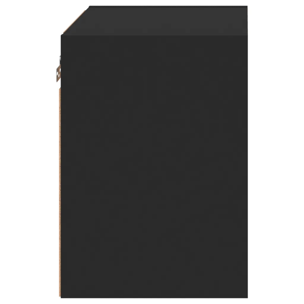 Comodino | Armadio da Notte | Mobiletto da notte con Luci LED a Parete Nero