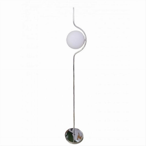 Trade Shop - Lampada Da Terra Argento Con Sfera Vetro Bianco Piantana E27 Design Moderno 33900 -