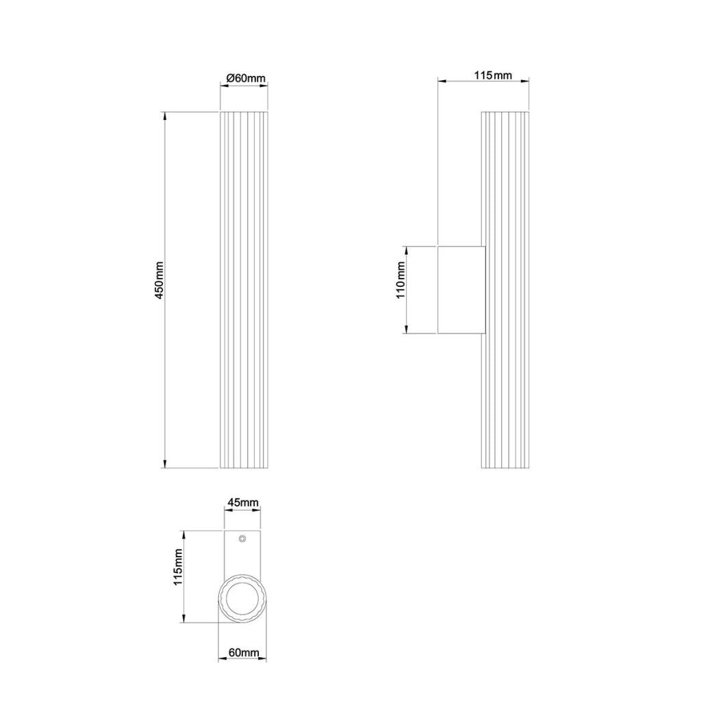 Applique Linea oro tubo vetro 45cm IP44 LED CCT 8W